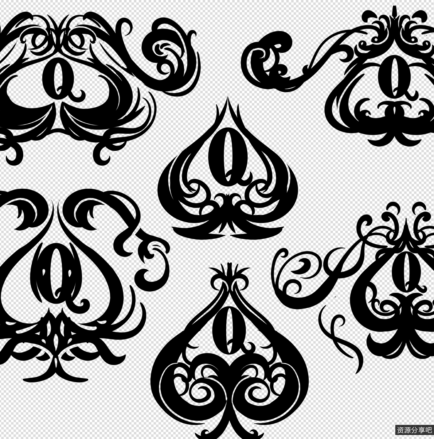 纹身贴素材第二弹：黑桃、BBC媚黑、QOS纹身独家高清设计，个性定制商家打印金身社交名媛的神秘纹身之美